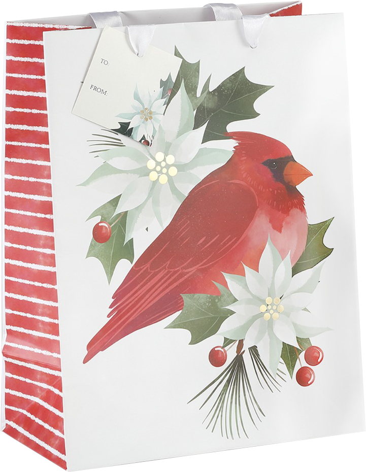 Cardinal and Holly Christmas Gift Bags - 2 Pack