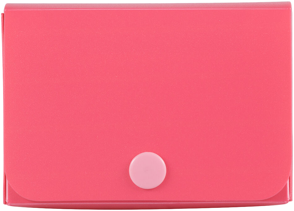 Pink Plastic Business Card Case with Snap Closure - 20 Card Capacity