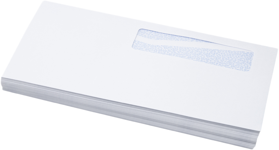 White with Security Tint 24lb #10 Bottom Reverse Flap Window Envelopes (4 1/8 x 9 1/2)