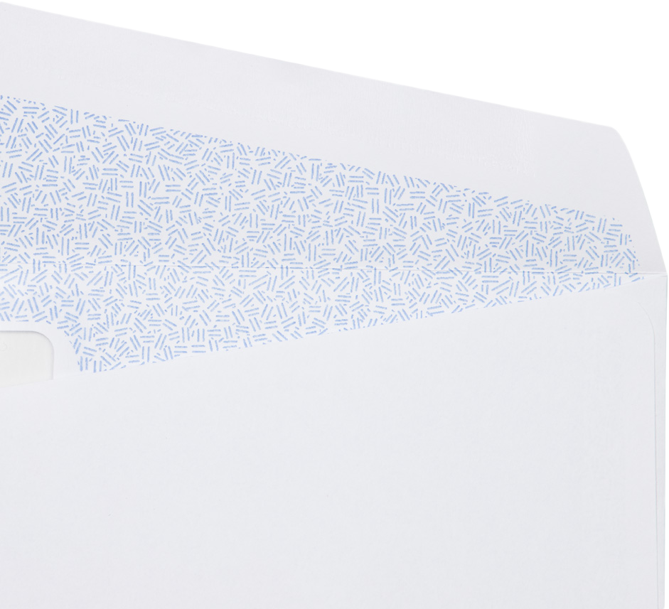White with Security Tint 24lb #10 Bottom Reverse Flap Window Envelopes (4 1/8 x 9 1/2)