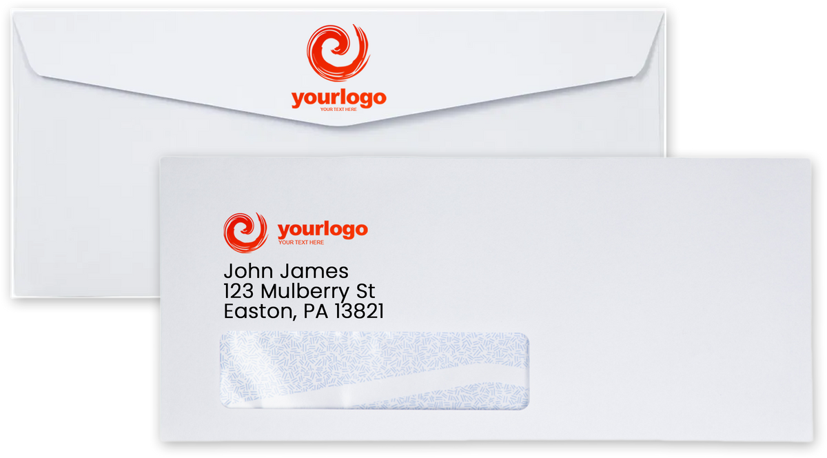 White with Security Tint 24lb #10 Bottom Reverse Flap Window Envelopes (4 1/8 x 9 1/2)
