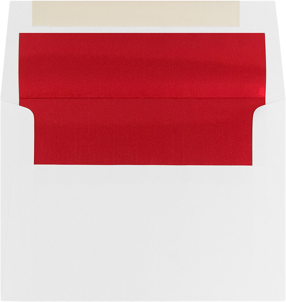 White with Red Foil Lining 24lb A8 Invitation Envelopes (5 1/2 x 8 1/8)