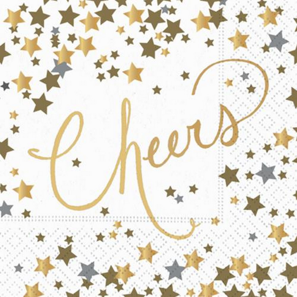 Confetti Cheers 5 x 5 Novelty Holiday Cocktail Napkins - 16 Pack