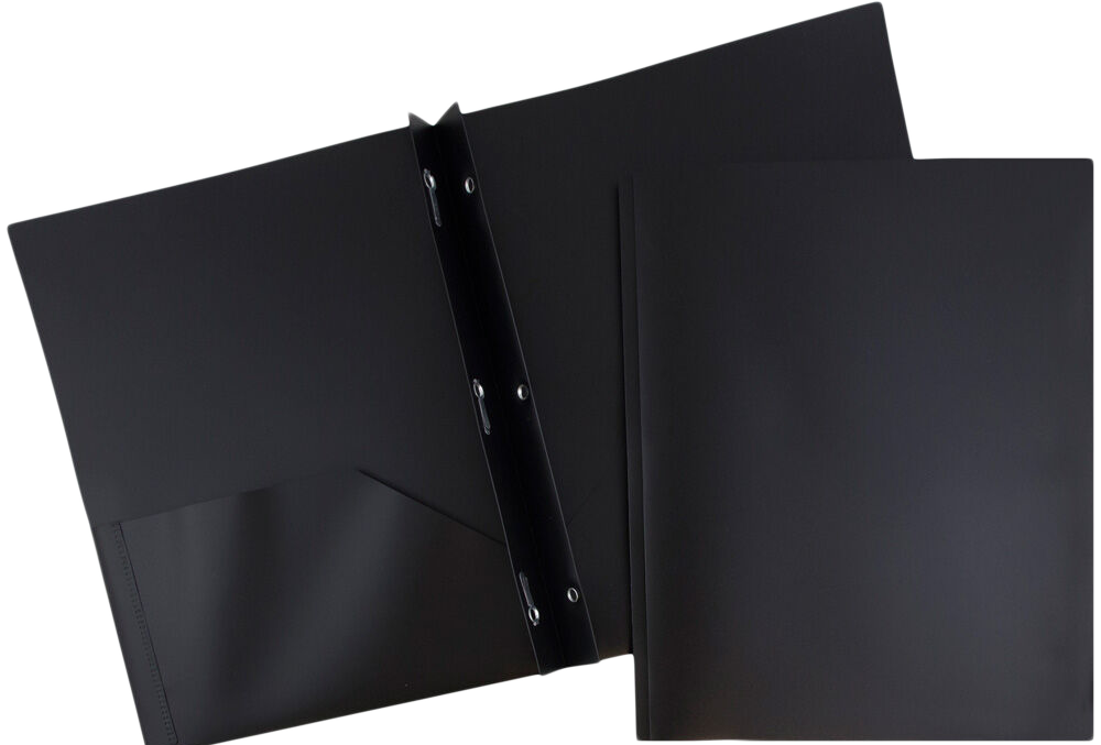 Black 9 x 12 Plastic Pop Folders with Clasp