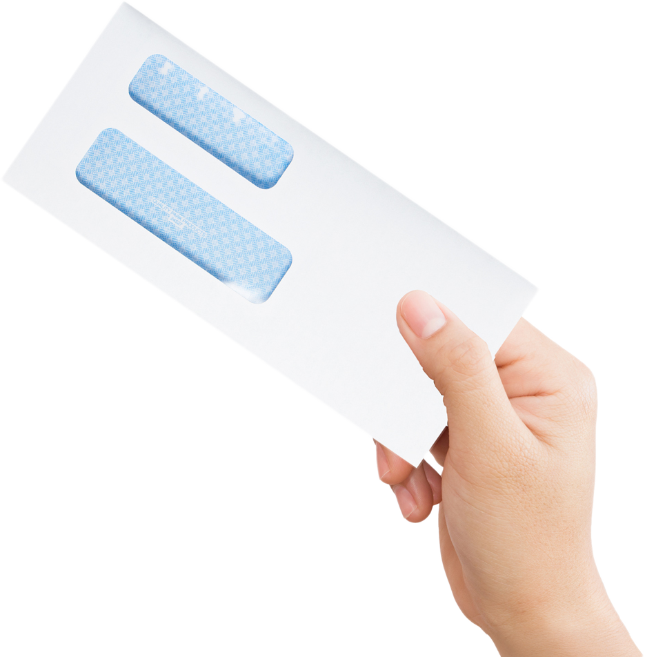 White with Security Tint 24lb #9 Regular Double Window Envelopes (3 7/8 x 8 7/8)