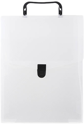 Clear Vertical Magazine Style Briefcase with Handle and Black Buckle