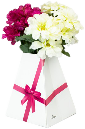 Pink Ribbon Design Paper Pop Flower Vases - 3 Pack