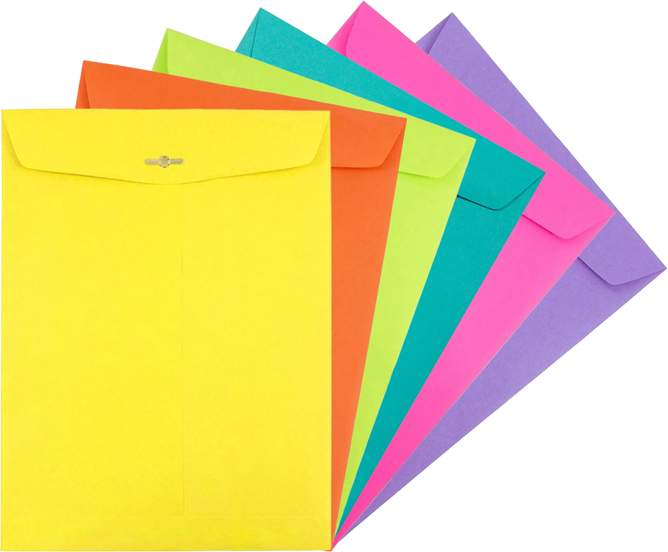 Fashion Assorted 9 x 12 Open End Envelopes with Clasp - 150 Pack