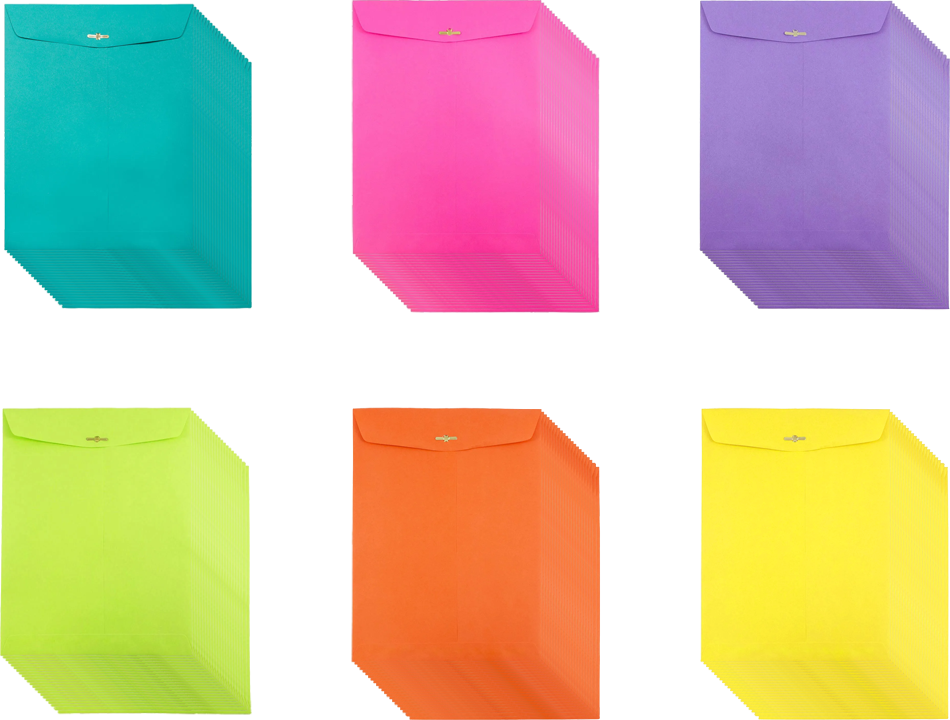 Fashion Assorted 9 x 12 Open End Envelopes with Clasp - 150 Pack