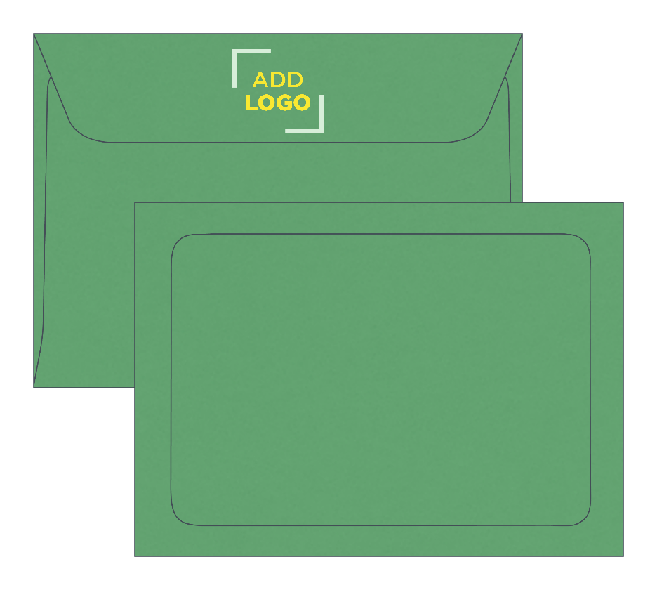 Holiday Green 32lb A7 Full Face Window Envelopes (5 1/4 x 7 1/4) with Peel & Seal