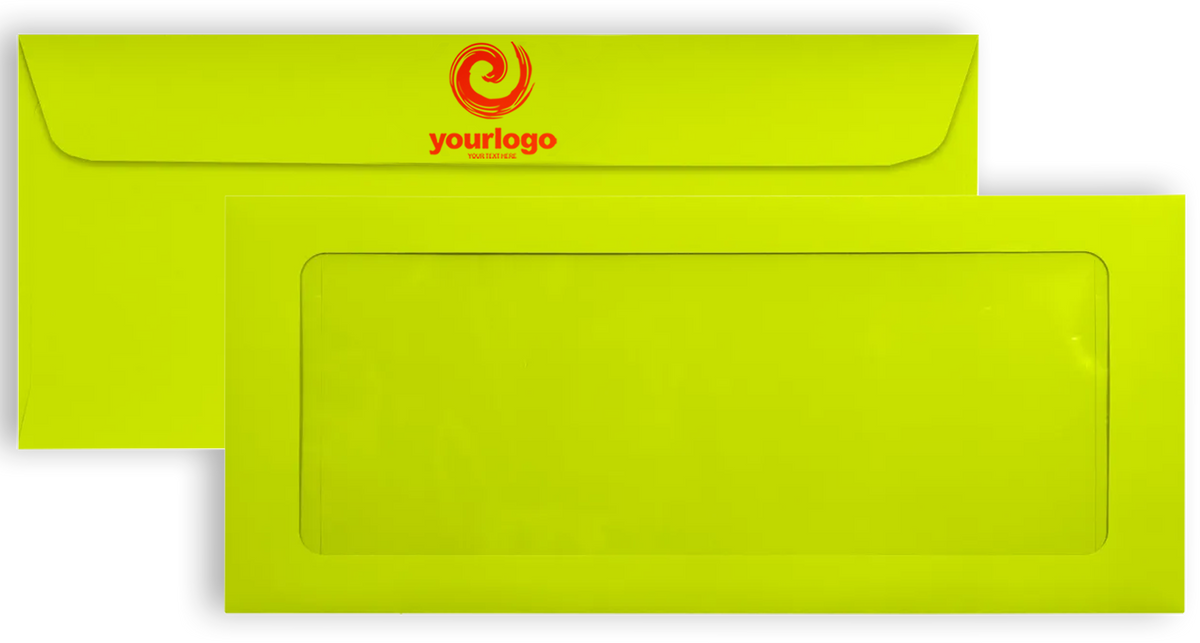 Wasabi Lime Green 32lb #10 Full Face Window Envelopes (4 1/8 x 9 1/2) with Peel & Seal