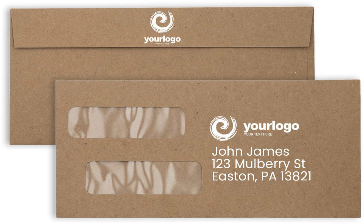 Grocery Bag 28lb #10 Invoice Double Window (4 1/8 x 9 1/8) Envelopes with Peel & Seal