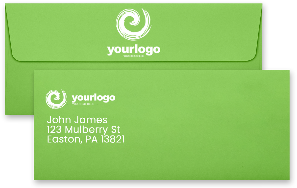 Lime Green 32lb #10 Square Flap Envelopes (4 1/8 x 9 1/2) with Peel & Seal