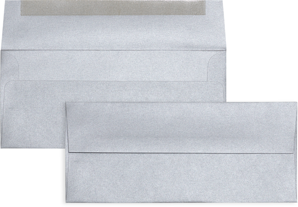 Silver Metallic 32lb #10 Square Flap Envelopes (4 1/8 x 9 1/2)