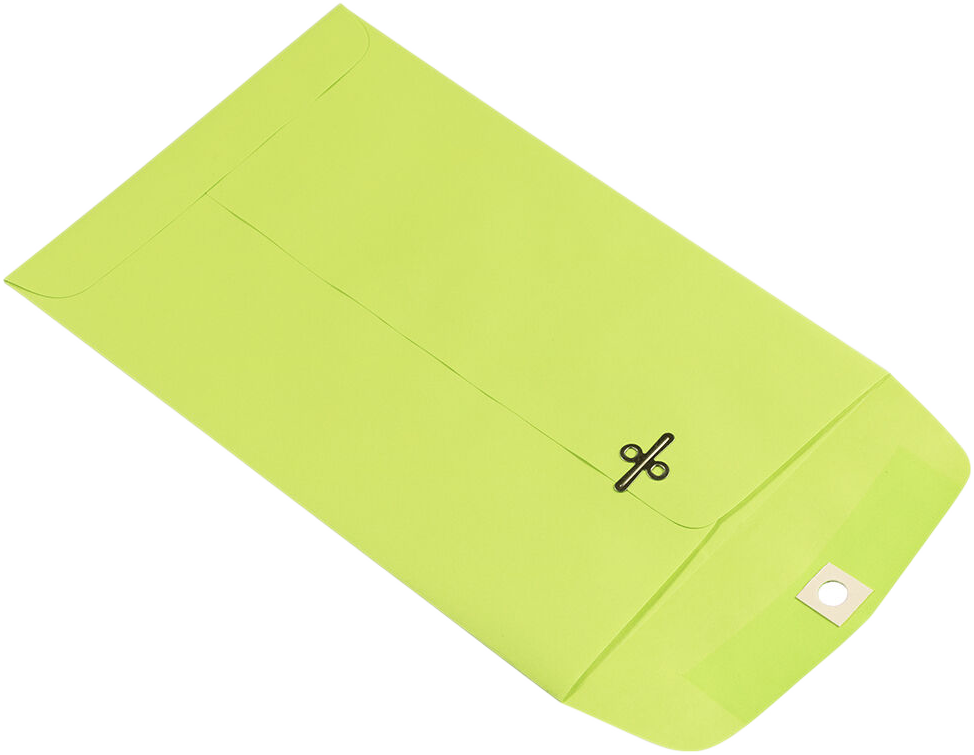Wasabi Lime Green 24lb 6 x 9 Open End Envelopes with Clasp