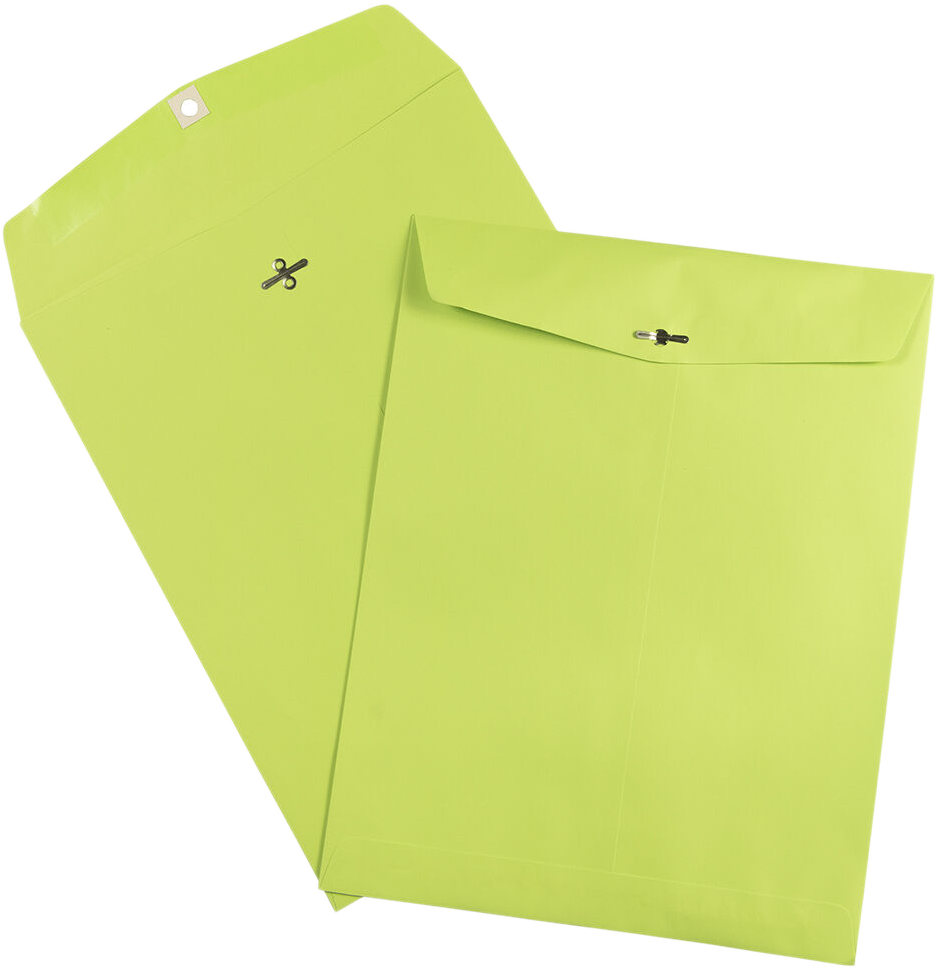 Wasabi Lime Green 24lb 10 x 13 Open End Envelopes with Clasp