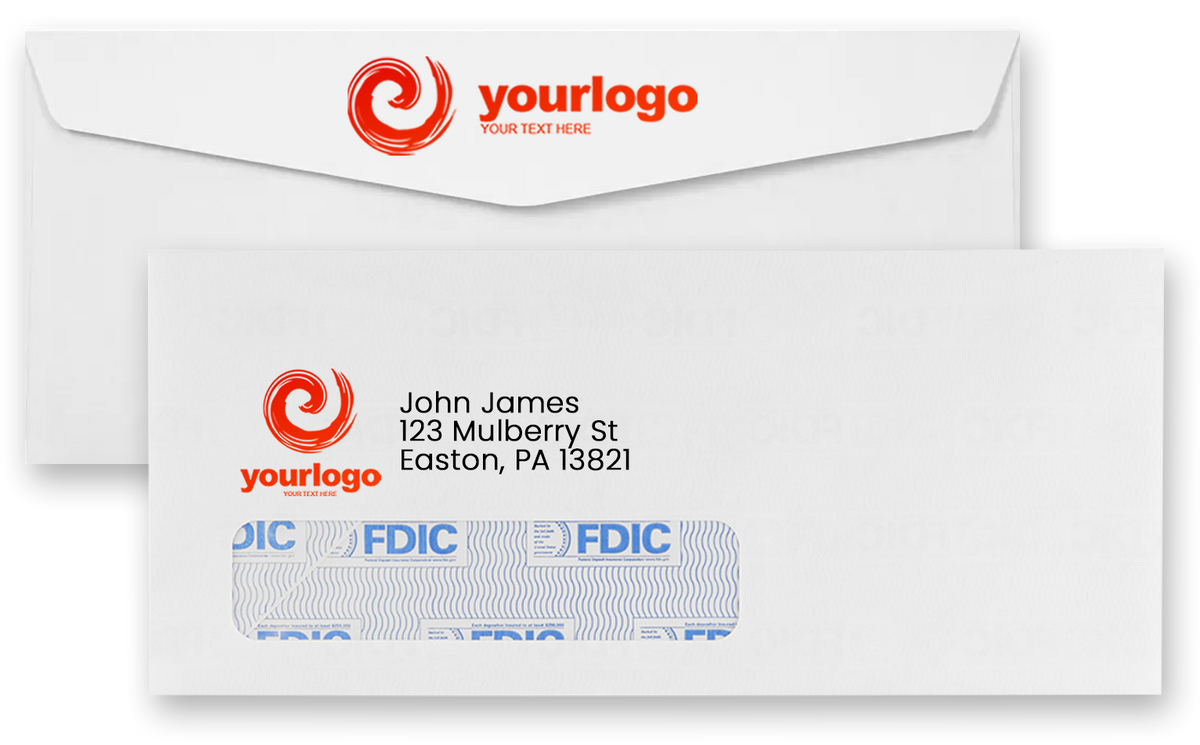 White with FDIC Security Tint 24lb #10 Window Envelopes (4 1/8 x 9 1/2)