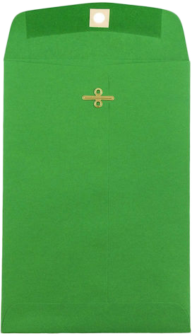 Holiday Green 24lb 6 x 9 Open End Envelopes with Clasp