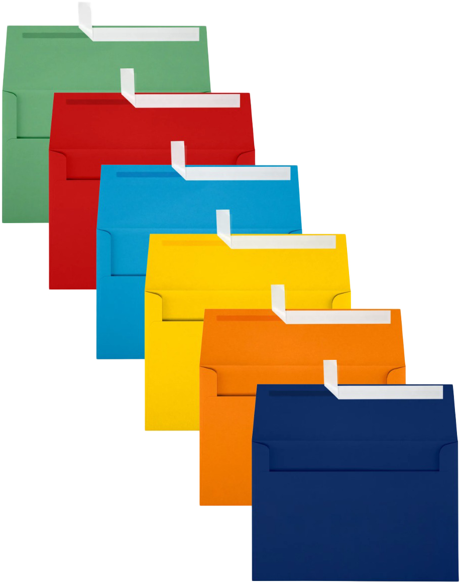Assorted Primary A10 Envelopes (6 x 9 1/2) - 150 Pack