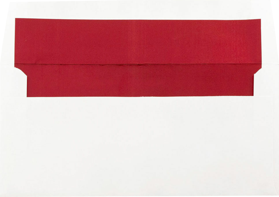 White with Red Foil Lining 24lb 3 7/8 x 8 1/8 Invitation Envelopes