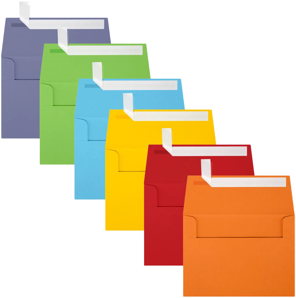Assorted Primary A6 (4 3/4 x 6 1/2) Envelopes - 150 Pack