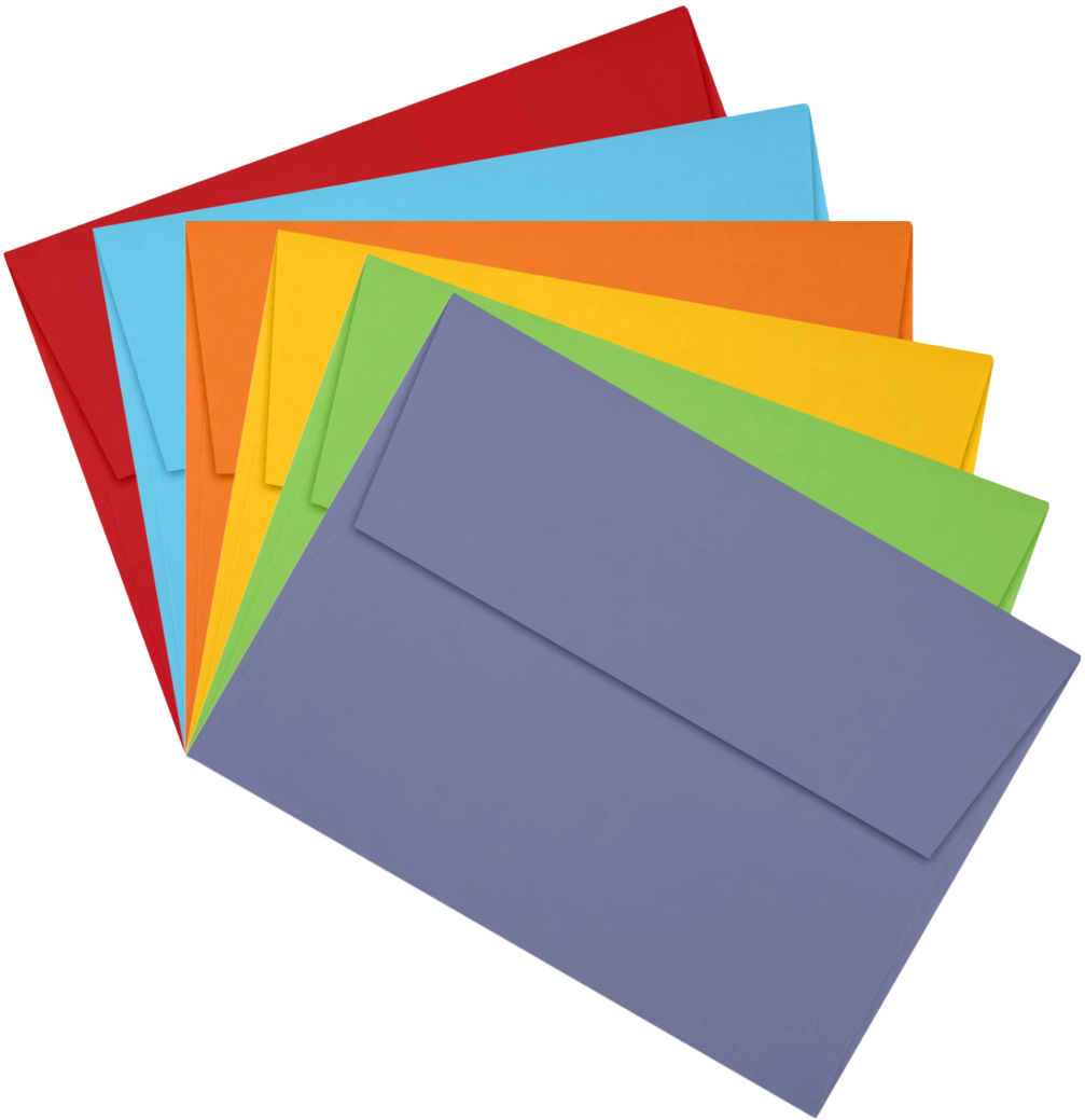 Assorted Primary A6 (4 3/4 x 6 1/2) Envelopes - 150 Pack