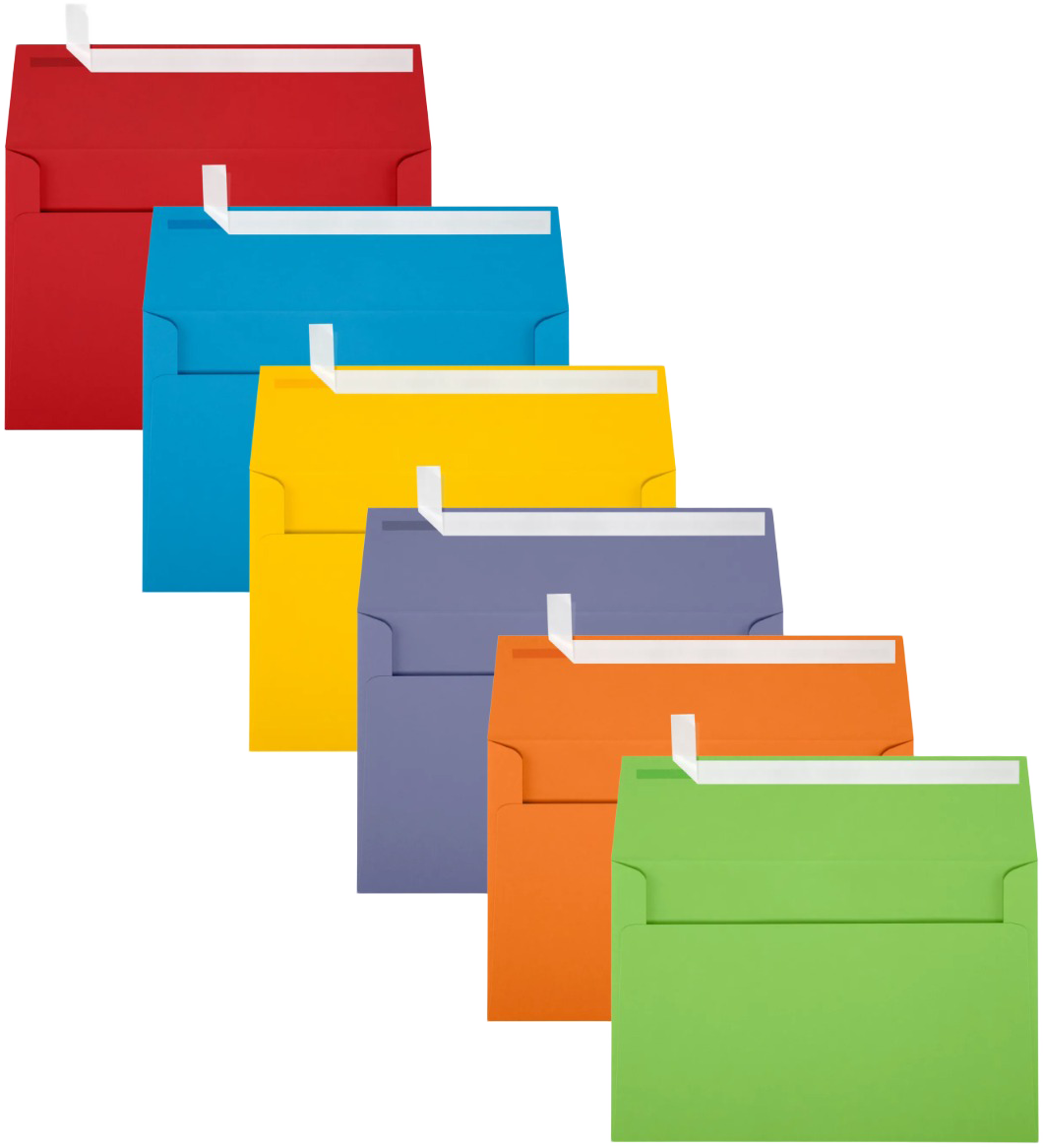 Assorted Primary A9 Envelopes (5 3/4 x 8 3/4) - 150 Pack