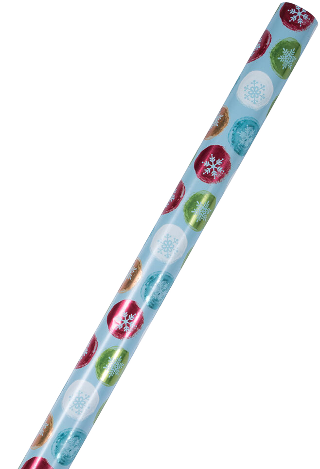 Painted Snowflake Orbs Christmas Wrapping Paper (25 Sq Ft)