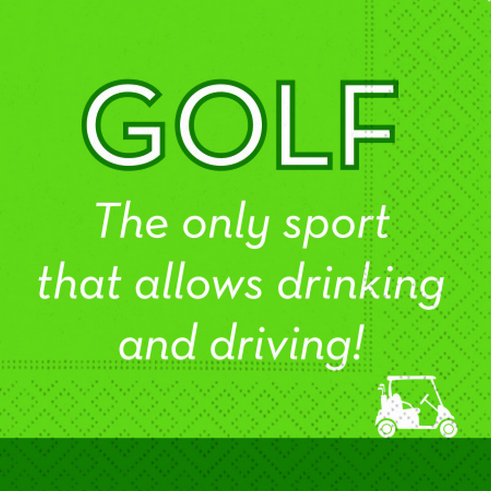 Golf Drink and Drive 5 x 5 Novelty Holiday Cocktail Napkins - 20 Pack