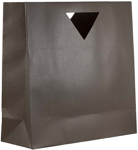 Chocolate Large Matte Bags with Die-Cut Handles (15 x 15 x 5 1/2)