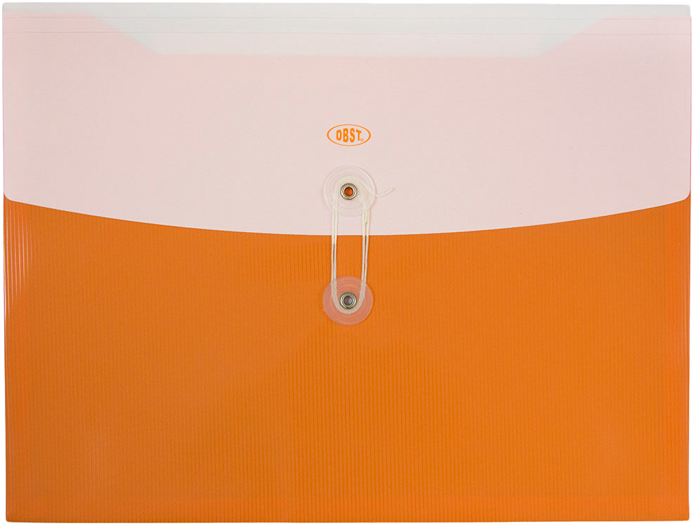 Orange Two-Tone Letter Booklet Plastic Envelopes (9 3/4 x 13) with Button & String