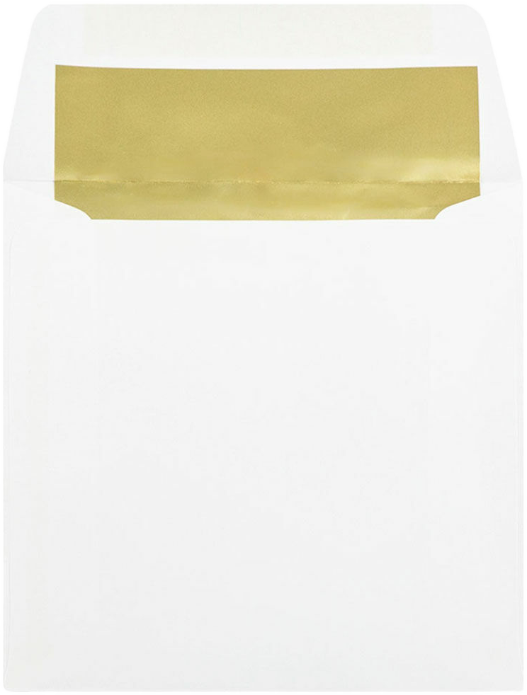 White with Gold Foil Lining 24lb 6 x 6 Square Envelopes