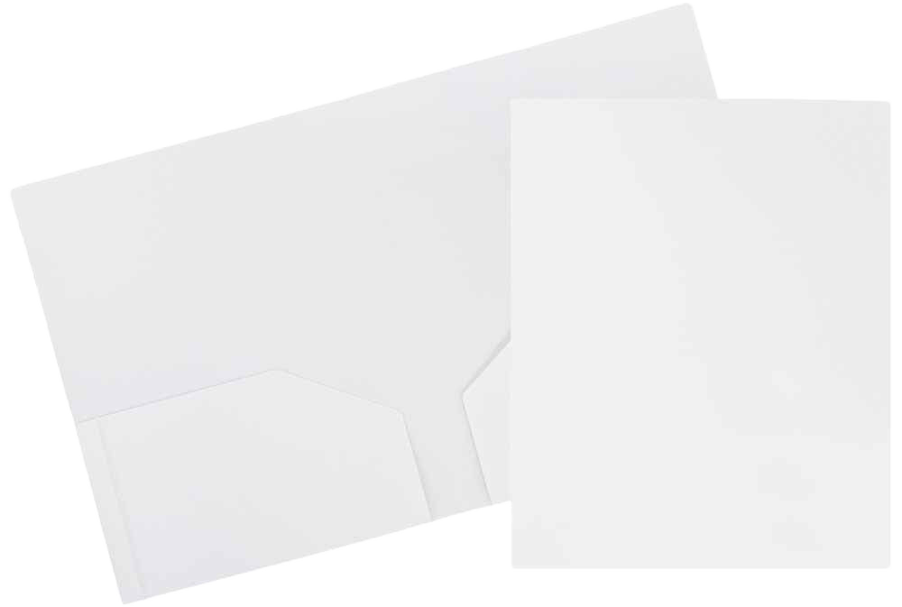 White 9 x 12 Plastic Heavy Duty Folders