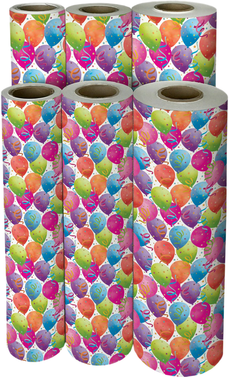 Balloon White Wrapping Paper (12.5 Sq Ft)