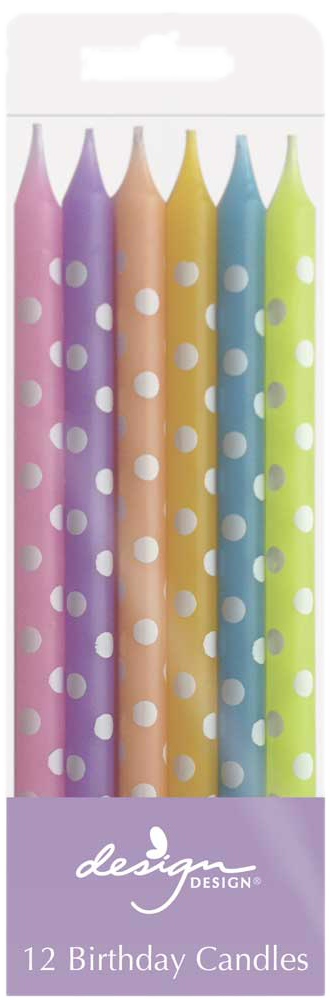 Assorted Polka Dots Birthday Candles - 12 Pack