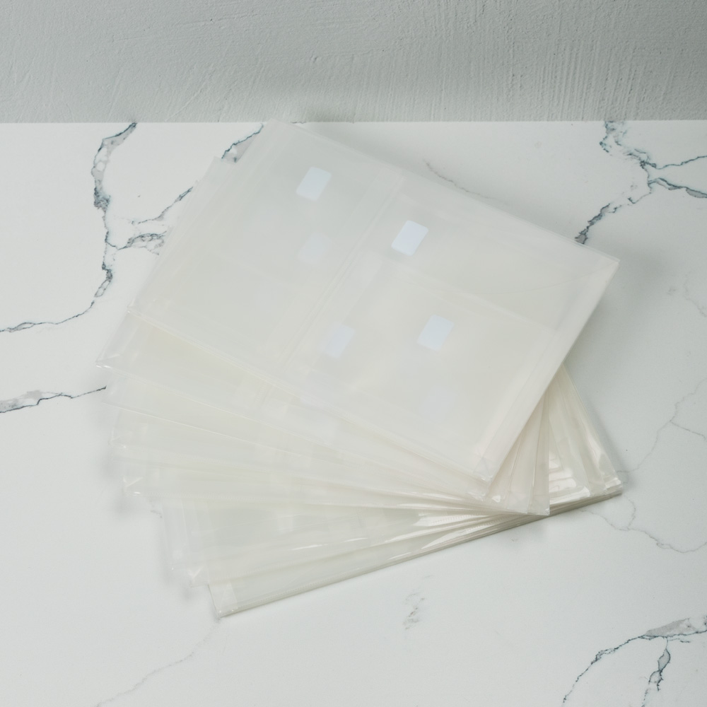 Clear Letter Booklet 3 Pocket Plastic Envelopes (9 3/4 x 13) with Hook and Loop Closure