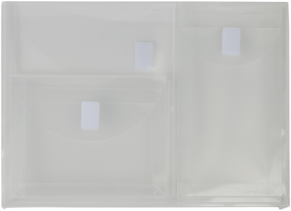 Clear Letter Booklet 3 Pocket Plastic Envelopes (9 3/4 x 13) with Hook and Loop Closure