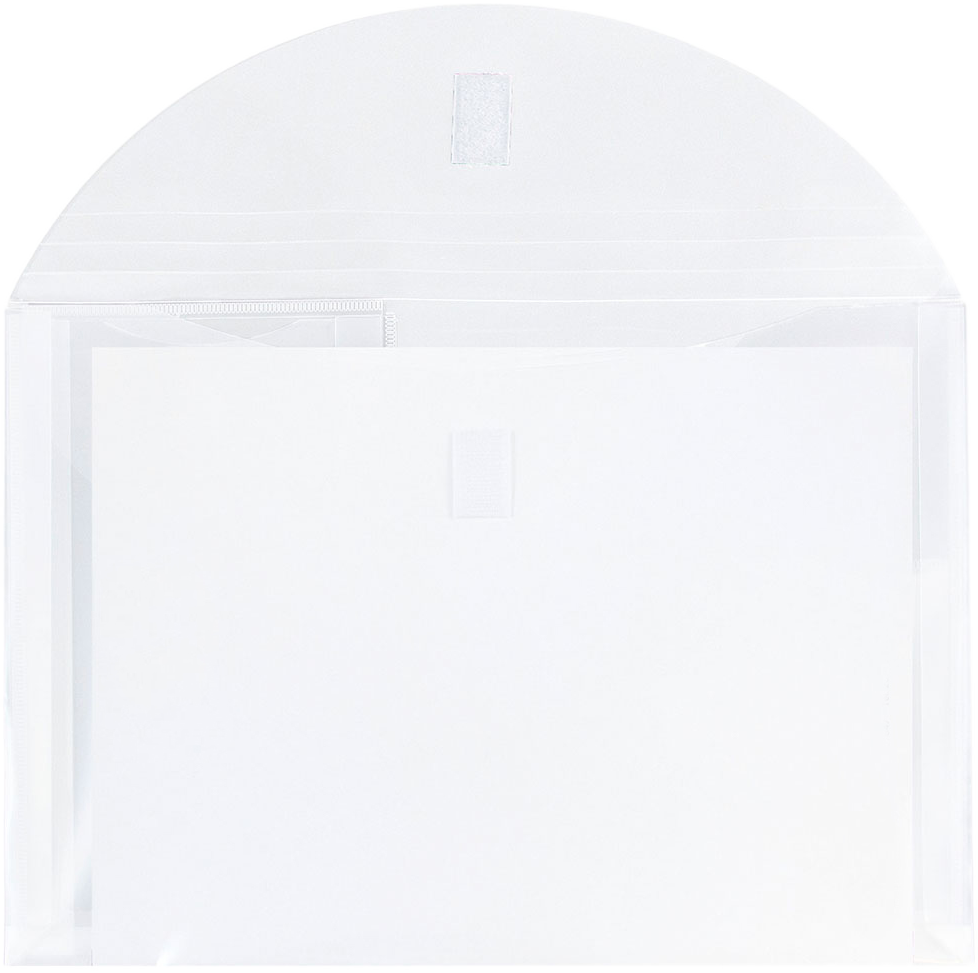 Clear Letter Booklet 2 Pocket Plastic Envelopes (9 3/4 x 13) with Hook and Loop Closure