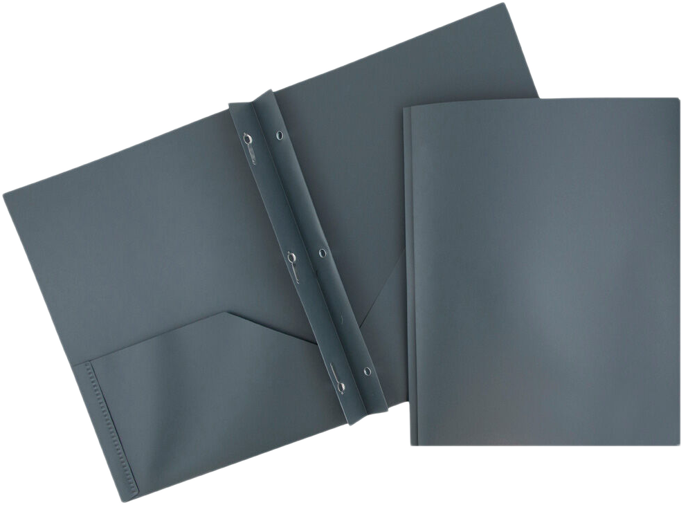 Gray 9 x 12 Plastic Pop Folders with Clasp