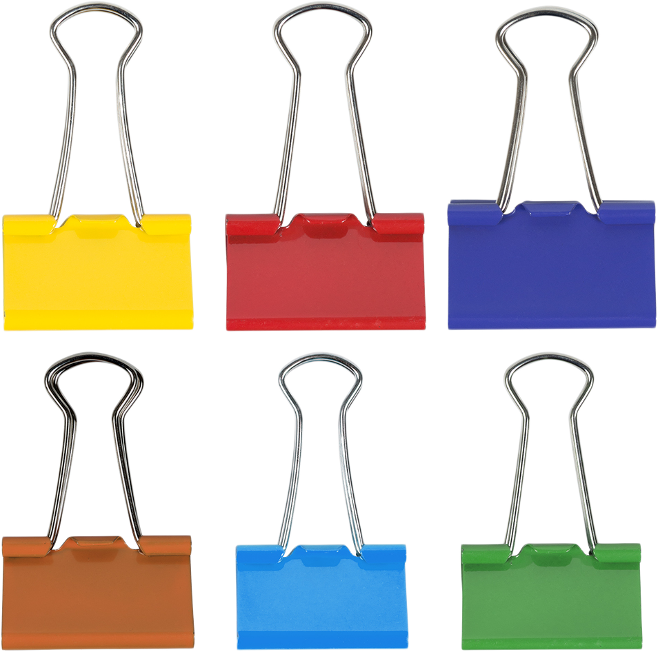 Rainbow Assorted Medium 32mm Binder Clips - 6 Packs of 15
