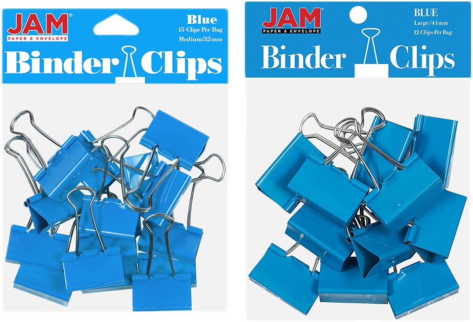 Blue Large 44mm & Medium 32mm Binder Clips
