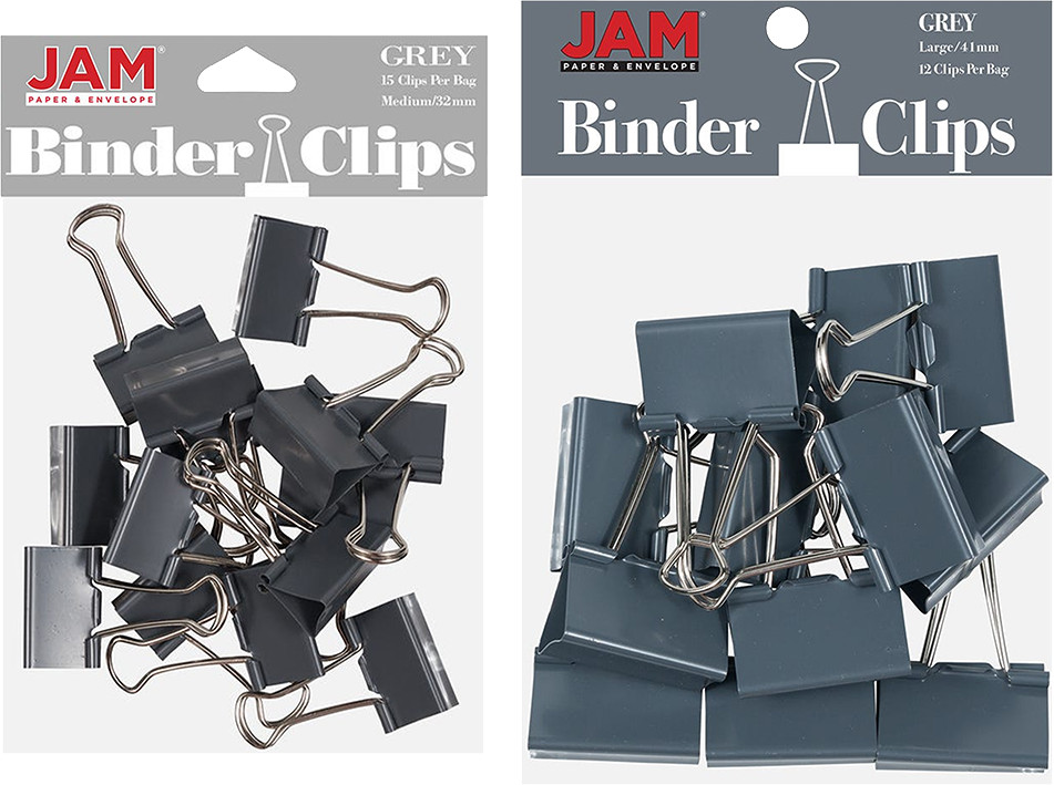 Gray Large 44mm & Medium 32mm Binder Clips