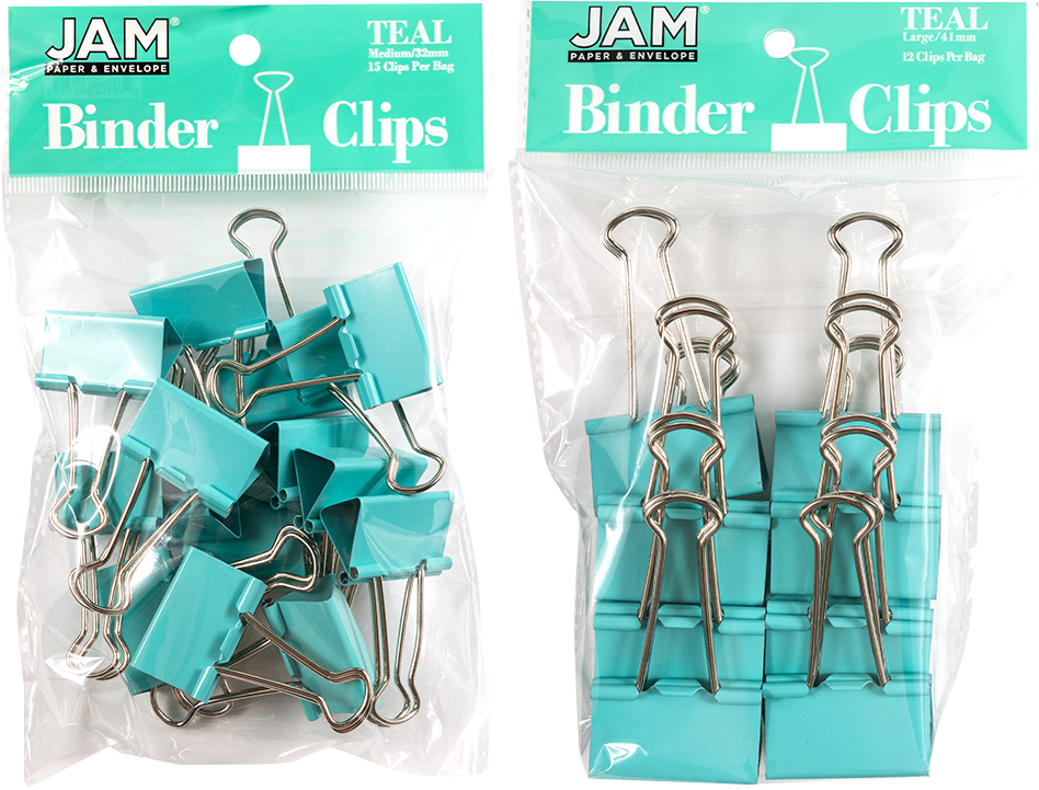 Teal Large 44mm & Medium 32mm Binder Clips