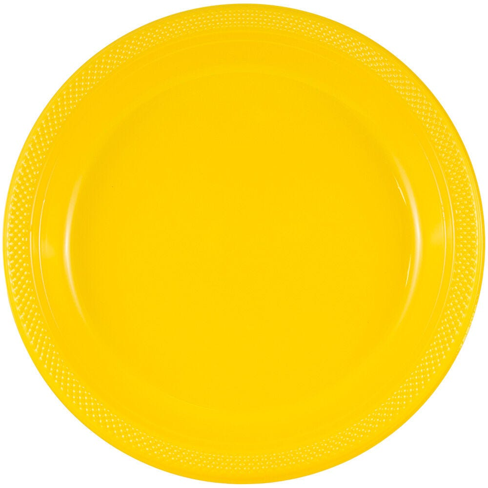 Blue and Yellow Party Tableware Kit (Small and Medium Plastic Plates, Lunch and Beverage Napkins, Plastic Cups, and Plastic Tablecovers) - 160 Pack