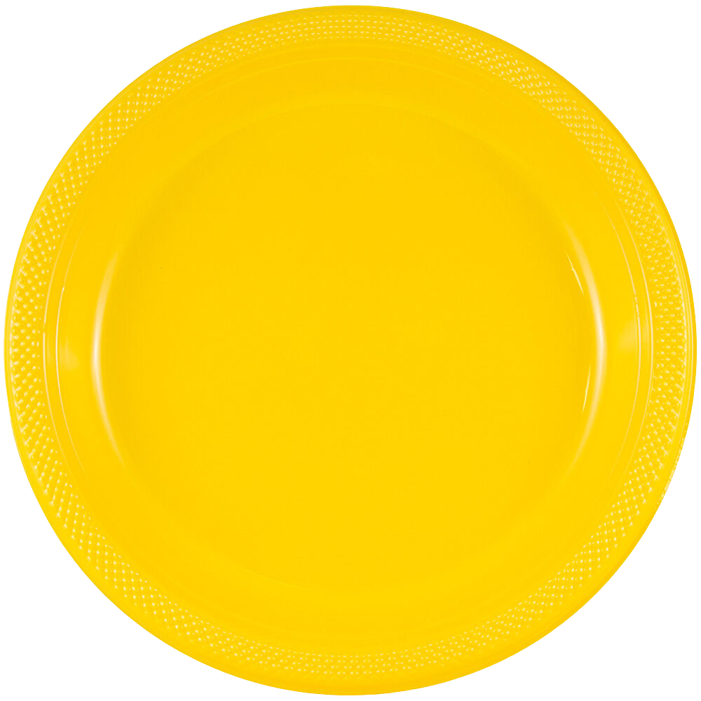 Yellow Medium Plastic Plates (9 Inch) - 20 Pack