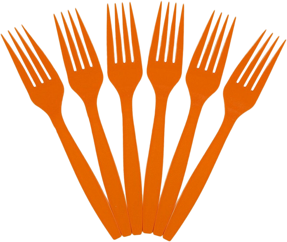 Orange Plastic Forks - 100 Pack