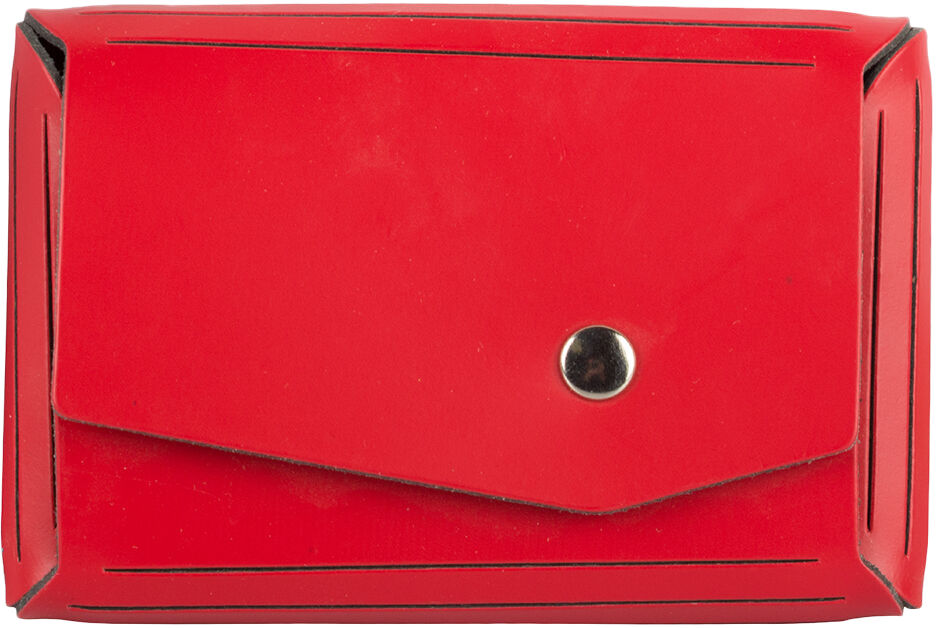 Red Leather Business Card Case with Angular Flap - 20 Card Capacity