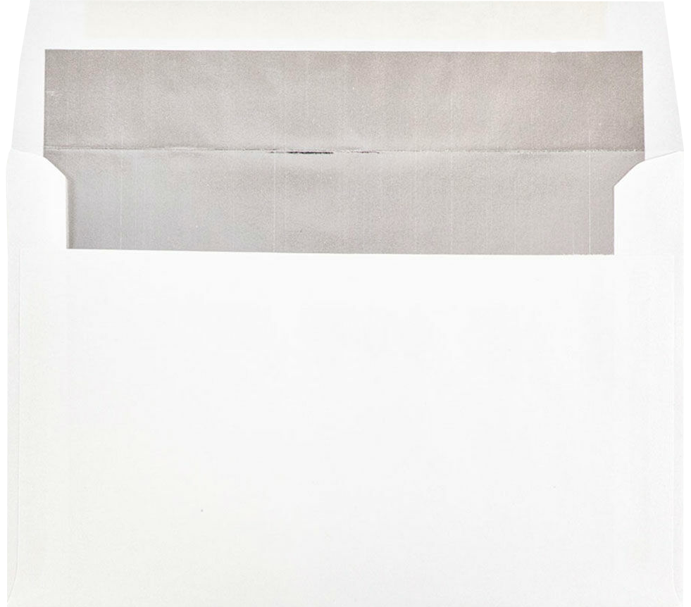 White with Silver Foil Lining 24lb A9 Invitation Envelopes (5 3/4 x 8 3/4)