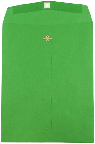 Holiday Green 24lb 10 x 13 Open End Envelopes with Clasp