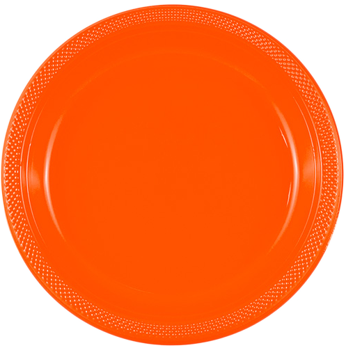 Orange Medium Plastic Plates (9 Inch) - 20 Pack